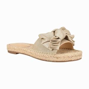 Nine West Bow Espadrille Slides - Gold - Ireland (KO6198450)